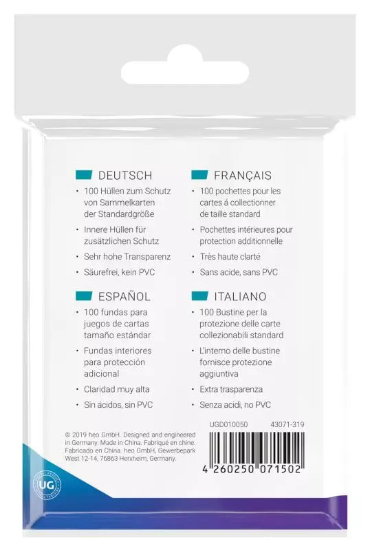 Ultimate Guard - Kartenhüllen Standard Größe Precise-Fit - Transparent - 100 Stk