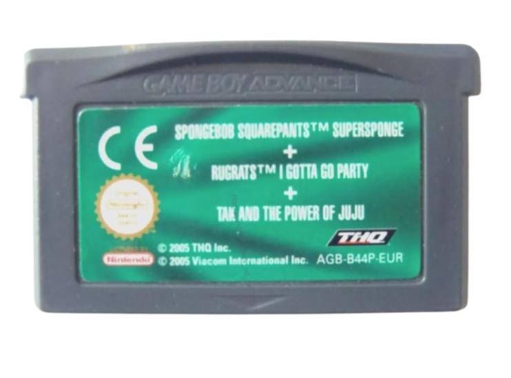 GBA - 3 Games In 1 Spongebob Schwammkopf Supersponge + Rugrats I Gotta Go Party + Tak Und Die Macht Des Juju - Nur Modul (Gebraucht)