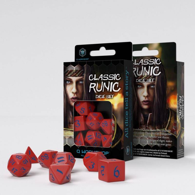 Q Workshop - Würfel Set Classic Runic RPG - Rot & Blau - 7