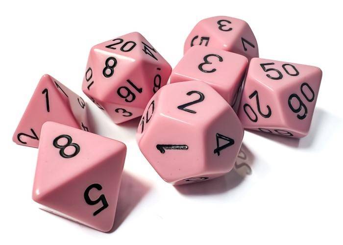 Chessex - Würfelset Pastel Pink/Black - 7 Stk