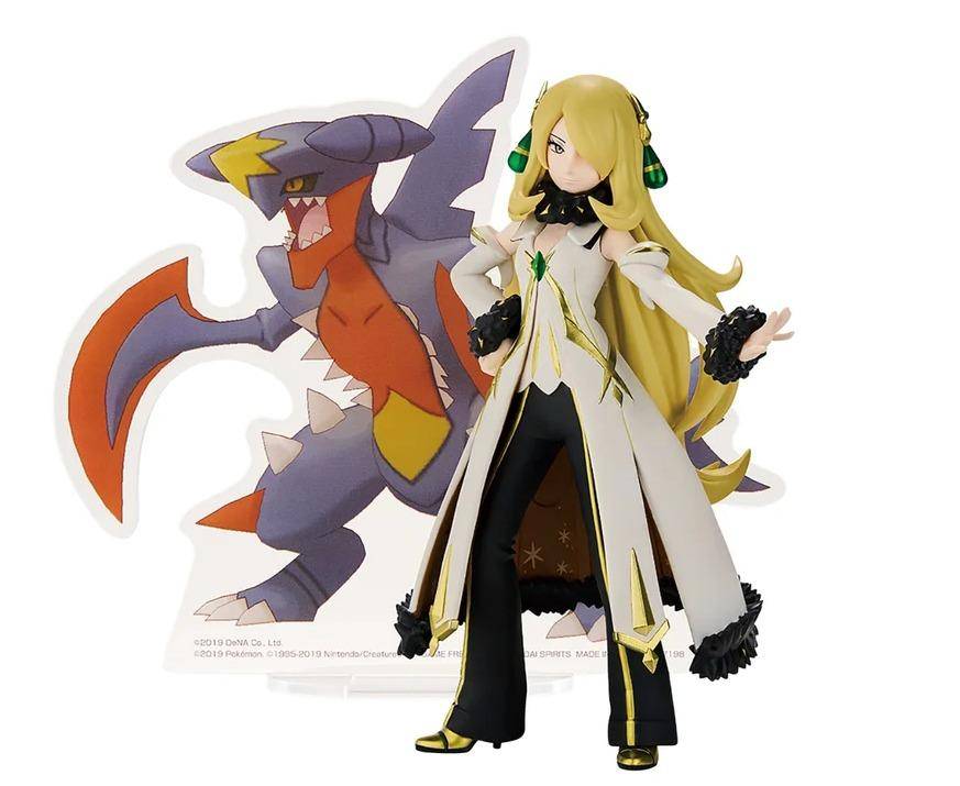 Pokemon - Statue mit Acrylaufsteller Cynthia und Knakrack - 16 cm