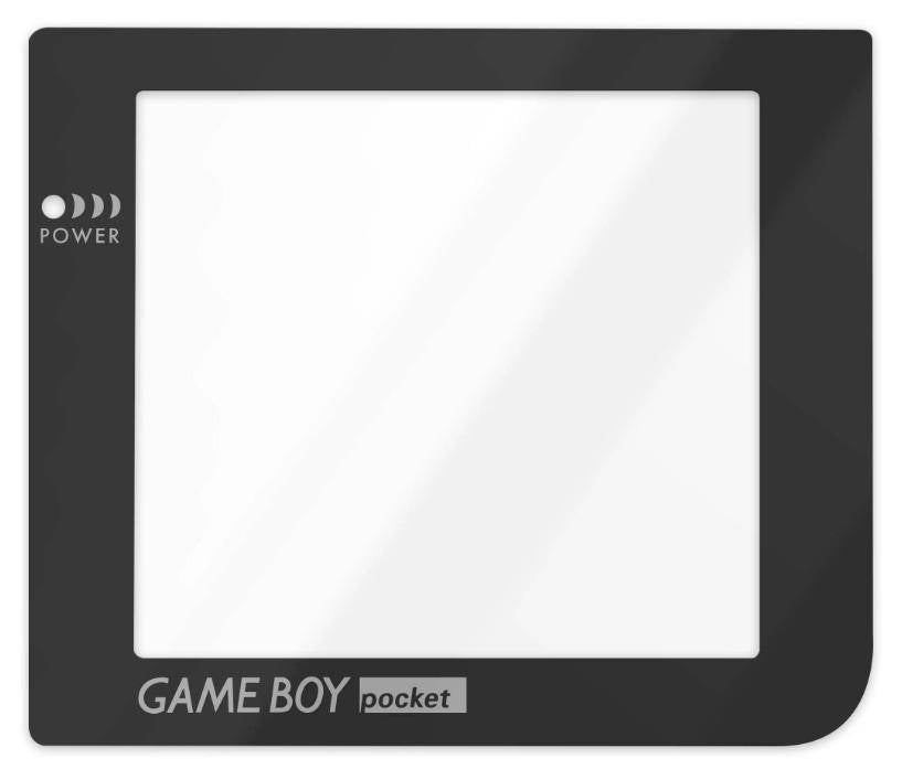 Game Boy Pocket - Display Scheibe mit LED Loch - Schwarz - Glas (Dritthersteller)