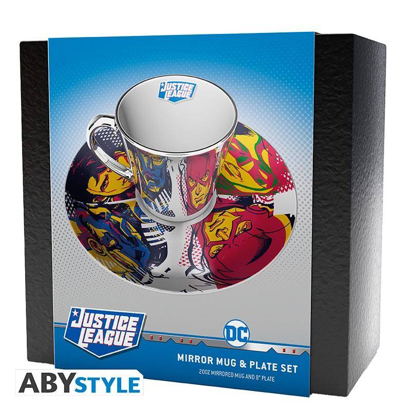 DC - Spiegeltasse & Teller-Set Justice League