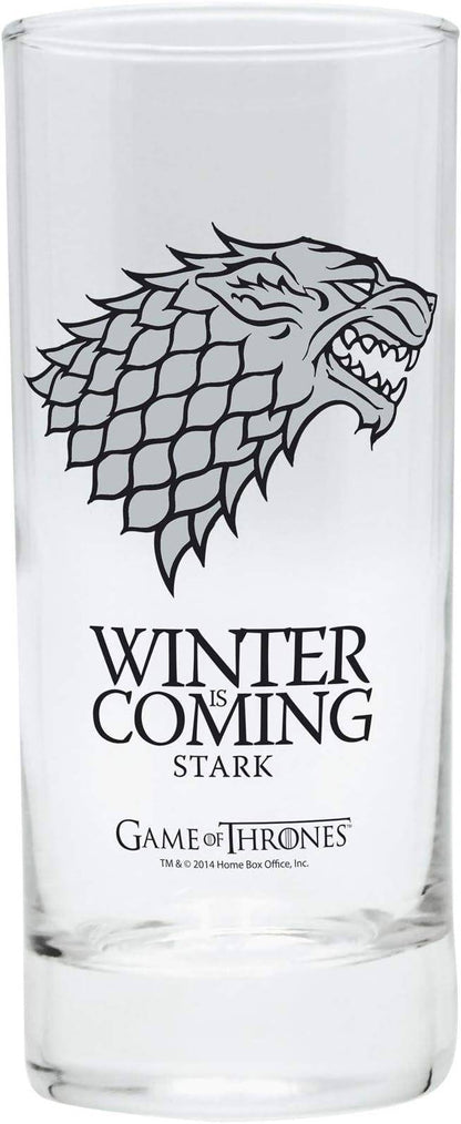 Game of Thrones - Geschenkset Haus Stark - Glas, Schlüsselanhänger & Tasse