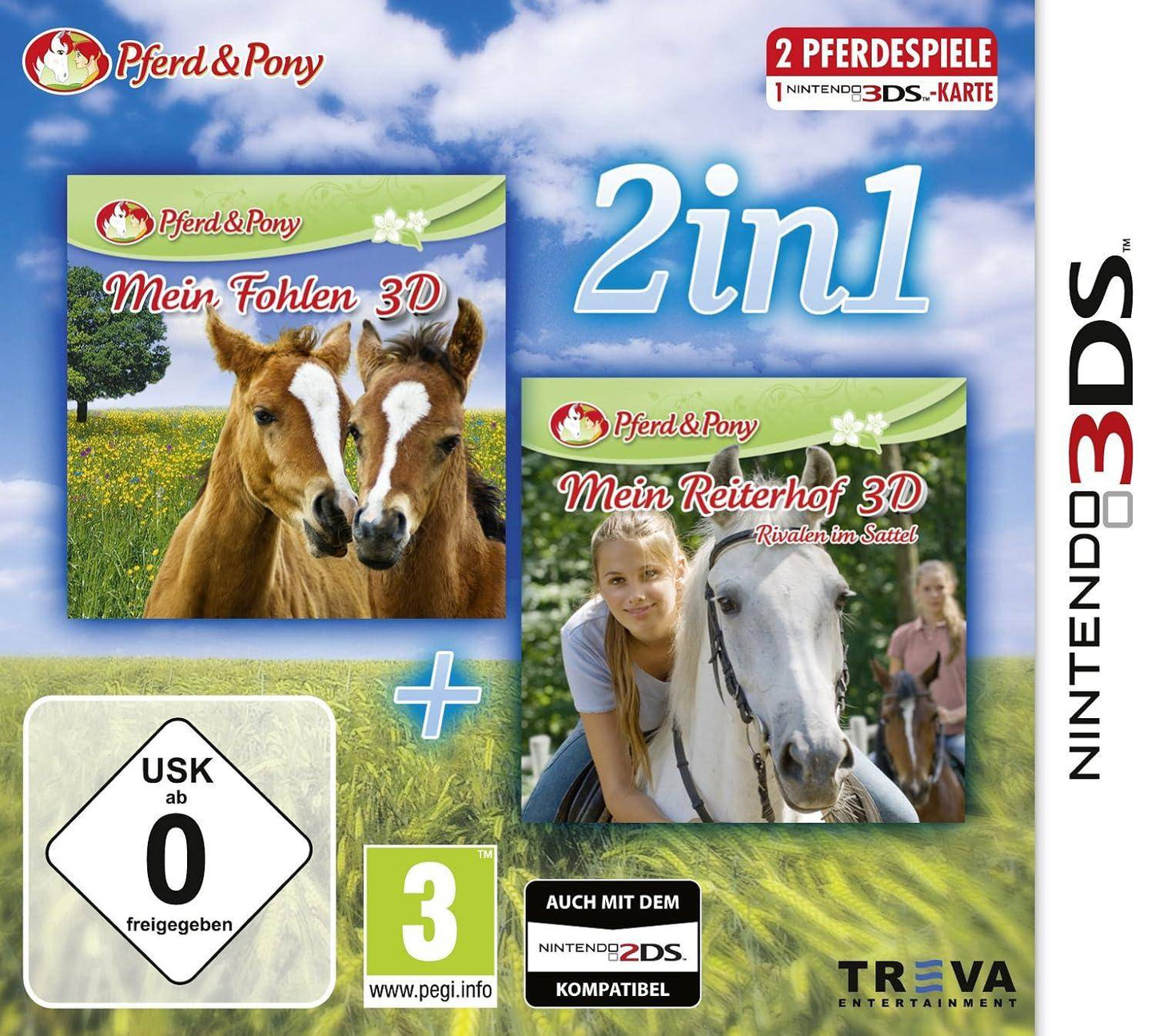 3DS - 2 In 1 Mein Fohlen + Mein Reiterhof 3D Rivalen Im Sattel - Nur Modul (Gebraucht)