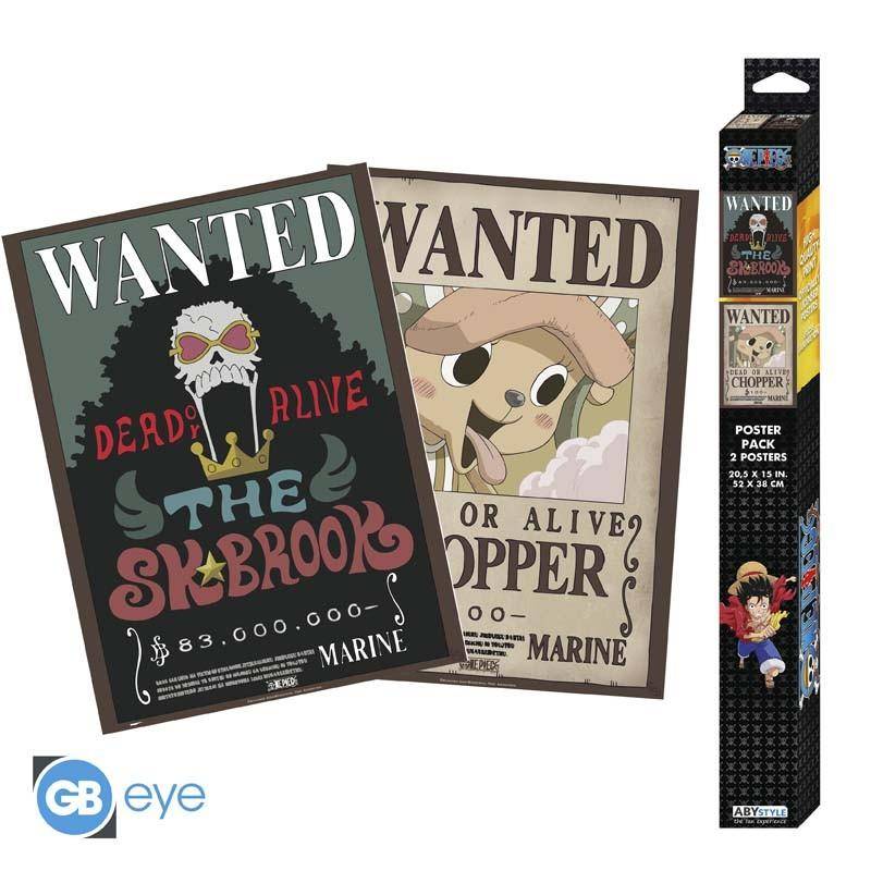 One Piece - Poster Doppelpack Wanted Chopper & Brook - 52 x 38 cm