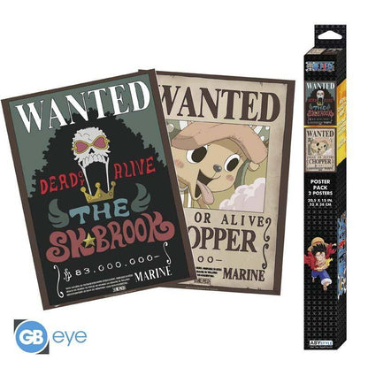 One Piece - Poster Doppelpack Wanted Chopper & Brook - 52 x 38 cm