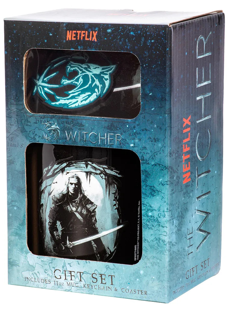 The Witcher - Geschenkset Wolf - Tasse, Untersetzer & Schlüsselanhänger