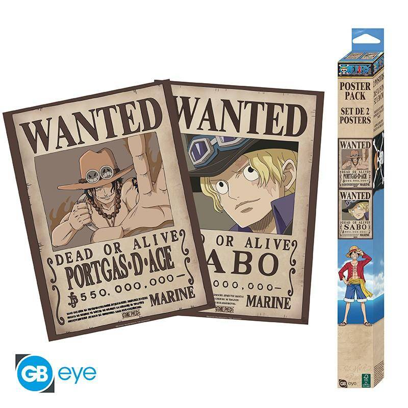 One Piece - Poster Doppelpack Wanted Sabo & Ace - 52 x 38 cm
