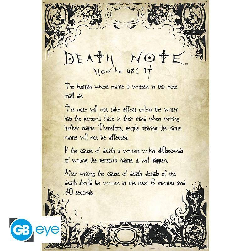 Death Note - Poster Regeln - 91,5 x 61 cm