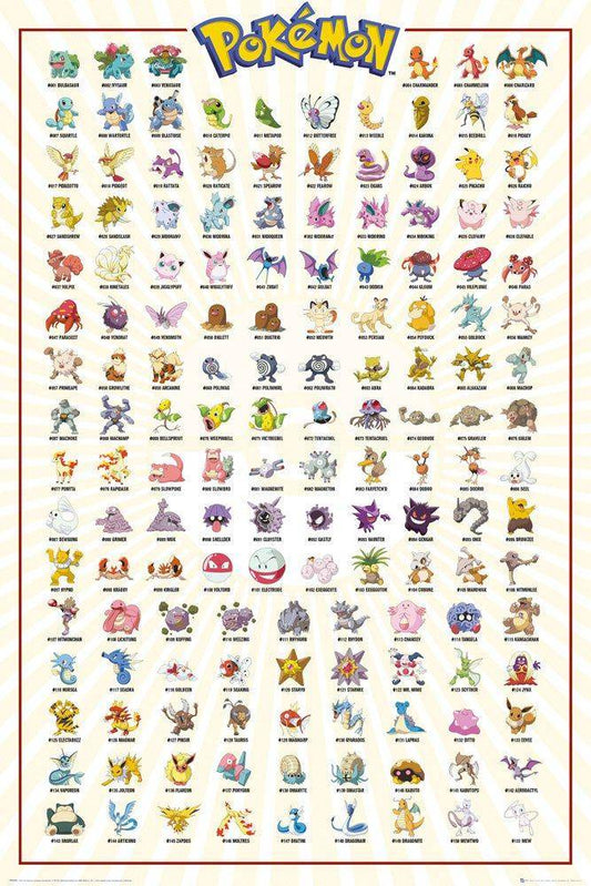 Pokemon - Poster Kanto 151 (Englisch) - 91,5 x 61 cm