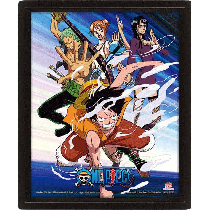One Piece - Gerahmtes Bild 3D Angriff der Strohhutbande - 26 x 20 cm