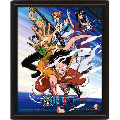 One Piece - Gerahmtes Bild 3D Angriff der Strohhutbande - 26 x 20 cm