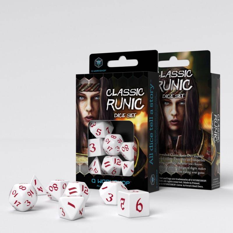 Q Workshop - Würfel Set Classic Runic RPG - Weiss & Rot - 7