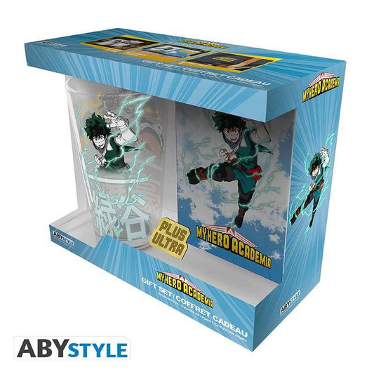 My Hero Academia - Geschenkset - Glas, Notizbuch & Anstecker