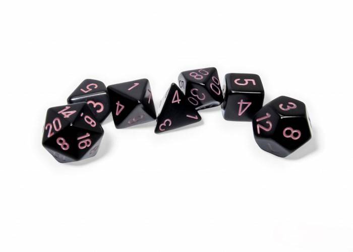 Chessex - Würfelset Black/Pink - 7 Stk