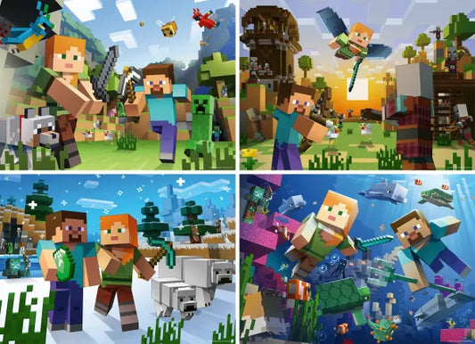 Minecraft - Puzzle 4er Pack - 100 Teile je Puzzle