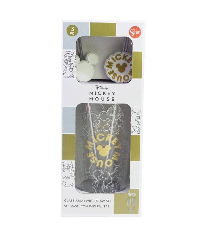 Disney - Glas mit Strohhalm Mickey Mouse - 480 ml