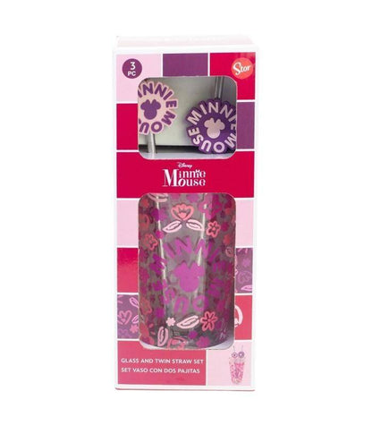 Disney - Glas mit Strohhalm-Set Minnie Mouse - 480 ml
