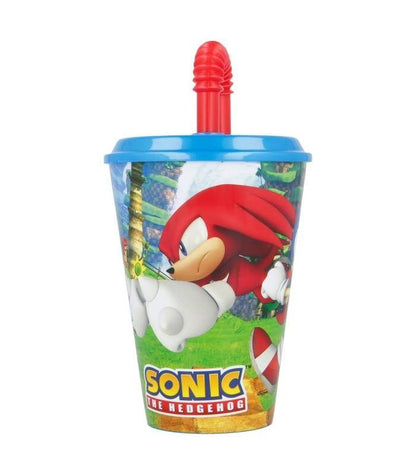 Sonic - The Hedgehog - Becher mit Strohhalm Sonic und Knuckles - 430 ml