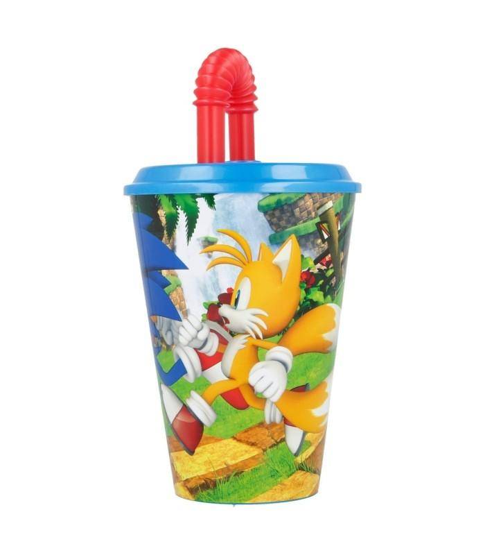 Sonic - The Hedgehog - Becher mit Strohhalm Sonic und Knuckles - 430 ml
