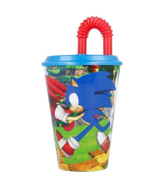 Sonic - The Hedgehog - Becher mit Strohhalm Sonic und Knuckles - 430 ml