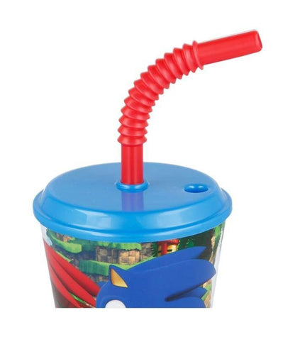 Sonic - The Hedgehog - Becher mit Strohhalm Sonic und Knuckles - 430 ml