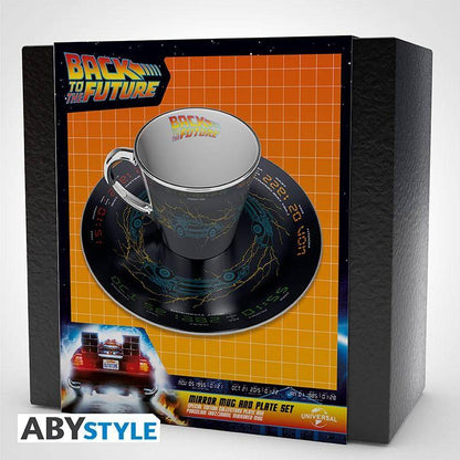 Zurück in die Zukunft - Spiegeltasse & Teller-Set DeLorean