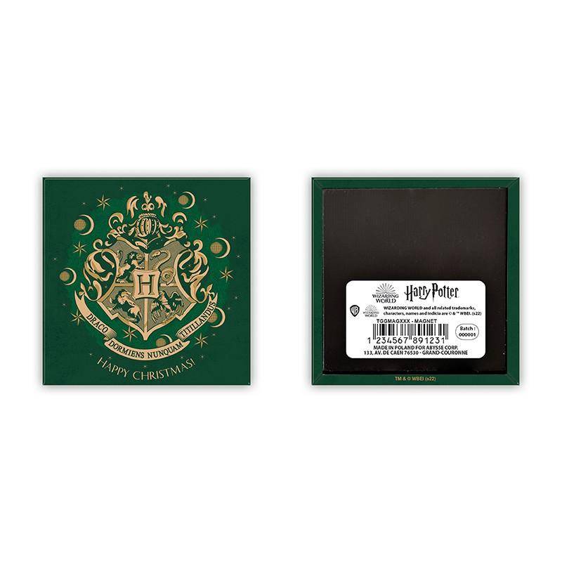 Harry Potter - Magnet Weihnachten Hogwarts Grün - 8 x 8 cm