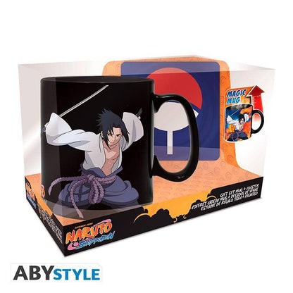 Naruto - Geschenkset Uchiha - Tasse mit Thermoeffekt & Untersetzer