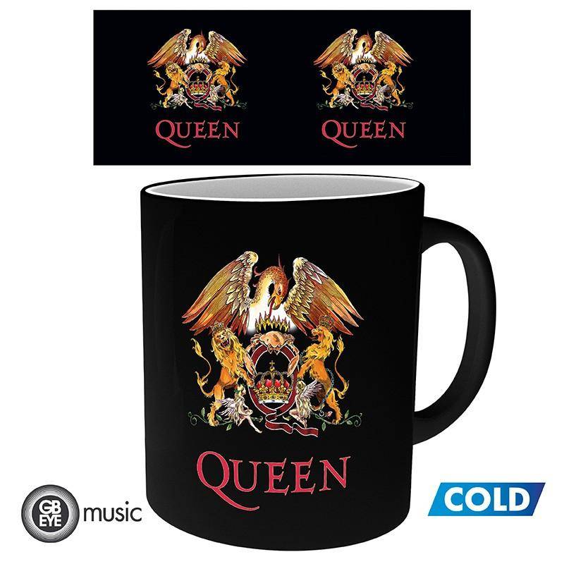 Queen - Geschenkset Band - Tasse mit Thermoeffekt, Acryl Aufsteller & Buttons