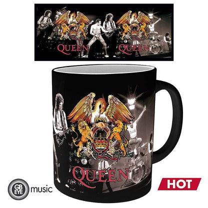 Queen - Geschenkset Band - Tasse mit Thermoeffekt, Acryl Aufsteller & Buttons