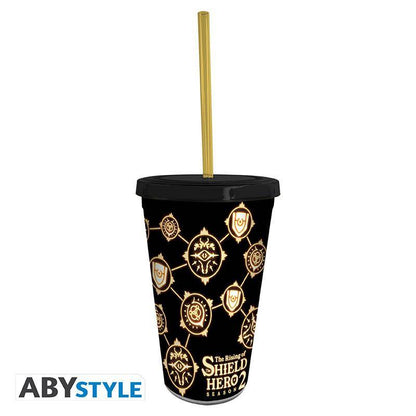 The Rising of the Shield Hero - Trinkbecher mit Strohhalm Symbole - 470ml