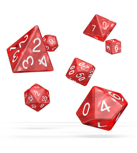 Oakie Doakie Dice - RPG Würfel Set Marmor Rot - 7