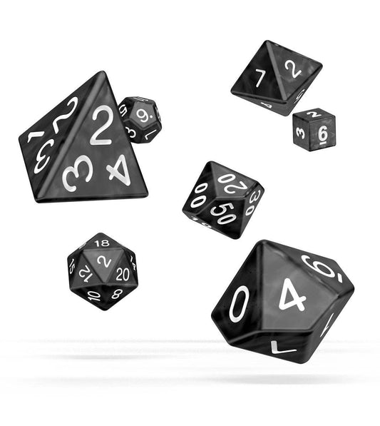 Oakie Doakie Dice - RPG Würfel Set Marmor Schwarz - 7