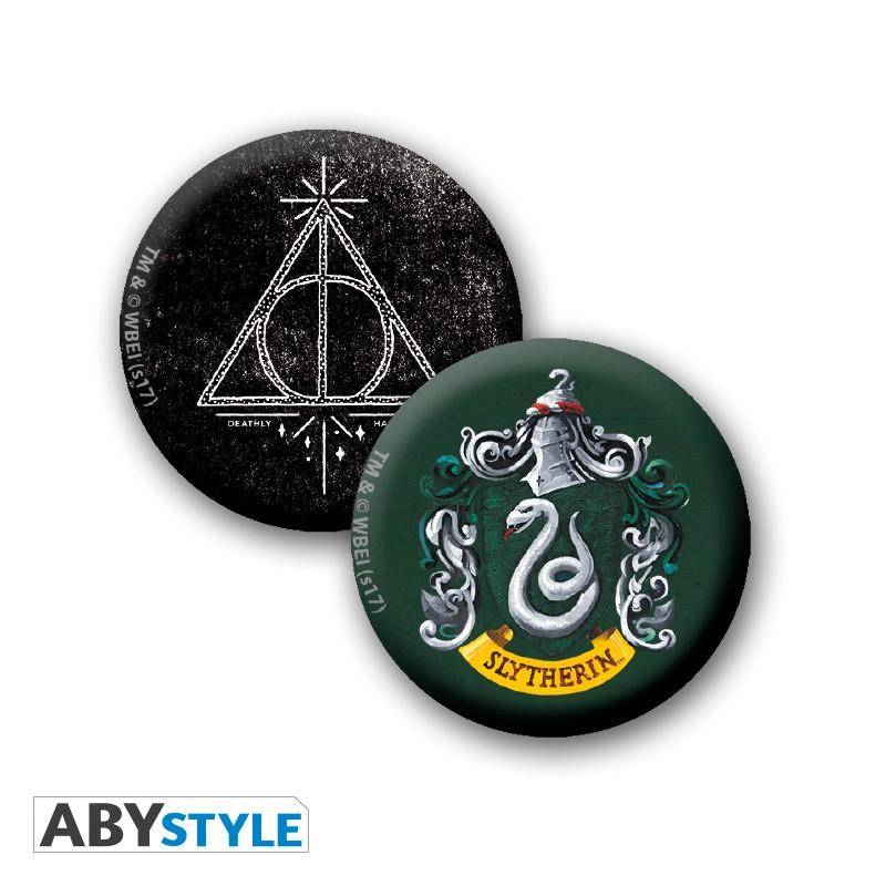 Harry Potter Packung Tasse + Schlüsselanhänger + Button Slytherin