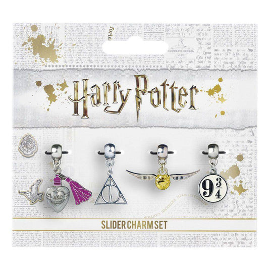 Harry Potter Anhänger 4er-Pack Schnatz/Heiligtümer/Platform 9 3/4/Liebestrank (versilbert)