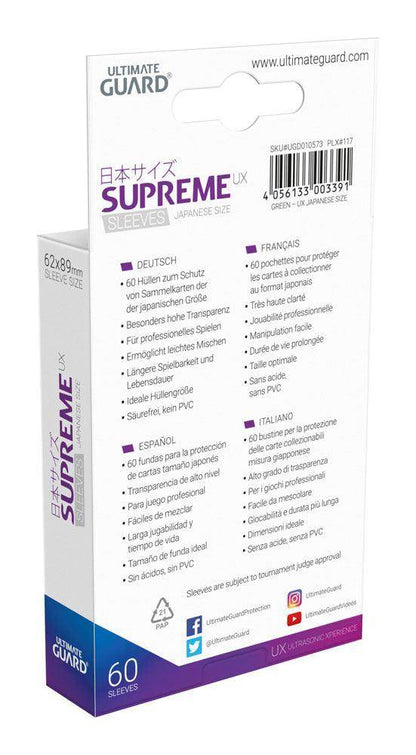 Ultimate Guard Supreme UX Sleeves Japanische Größe Grün (60)