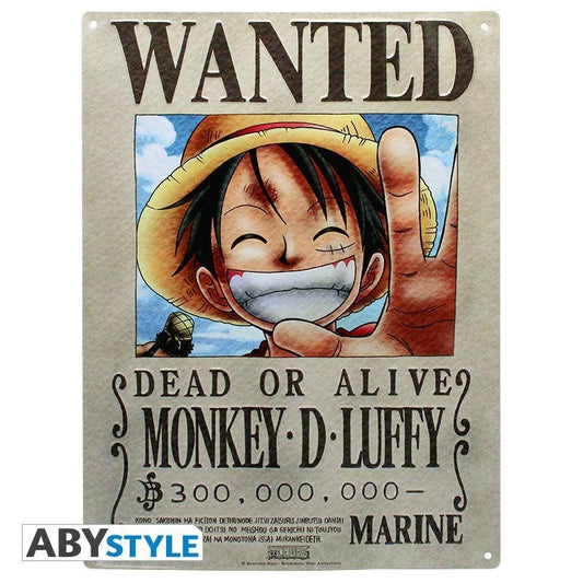 One Piece - Metallplatte "Luffy Wanted" (28x38)