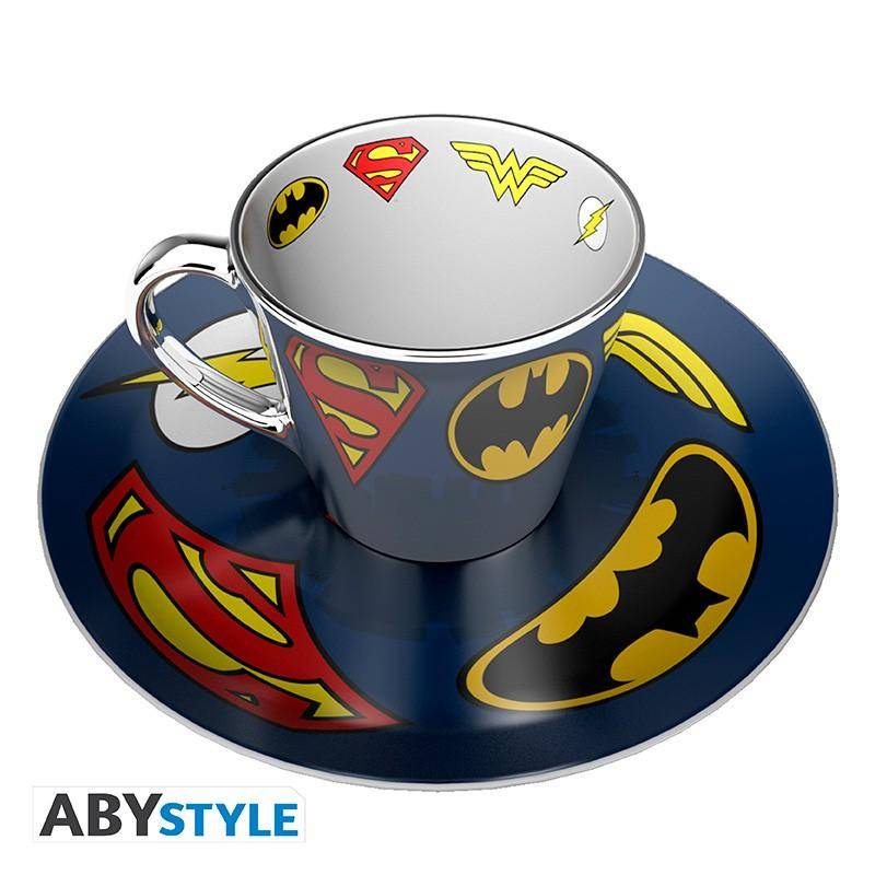 DC Comics - Spiegeltasse & Teller-Set Heldenlogos