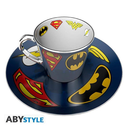 DC Comics - Spiegeltasse & Teller-Set Heldenlogos
