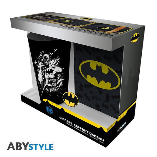 DC Comics - Geschenkset Batman - Glas, Notizbuch & Anstecker
