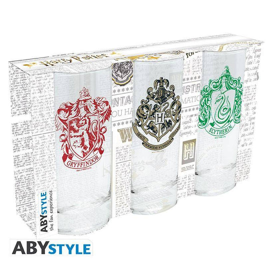 Harry Potter - 3 Gläser-Set Gryffindor, Hogwarts & Slytherin - 290 ml