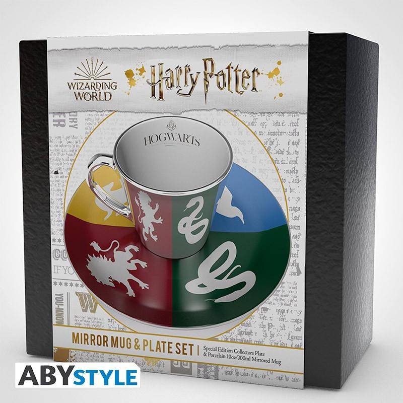 Harry Potter - Spiegeltasse & Teller-Set Hogwarts Häuser