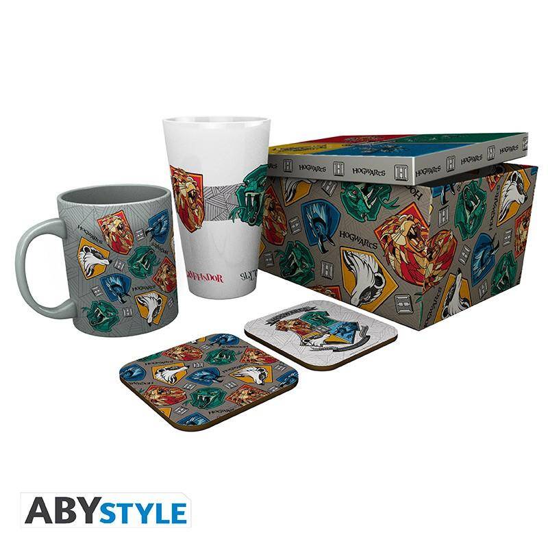 Harry Potter - Geschenk Set Wappen - Glas, Tasse & Untersetzer
