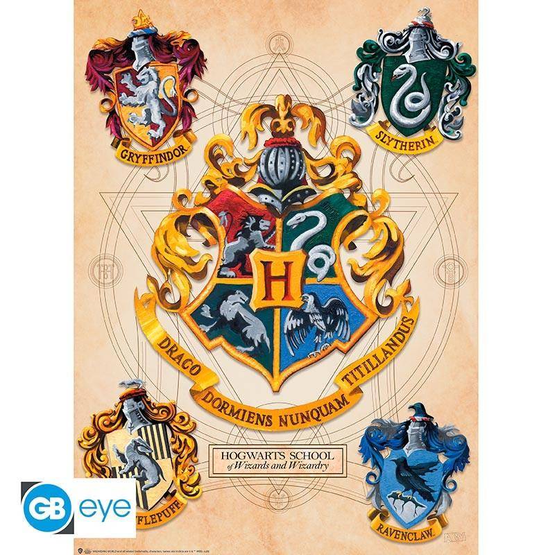 Harry Potter - Poster Set Wappen & Karte - 52 x 38 cm
