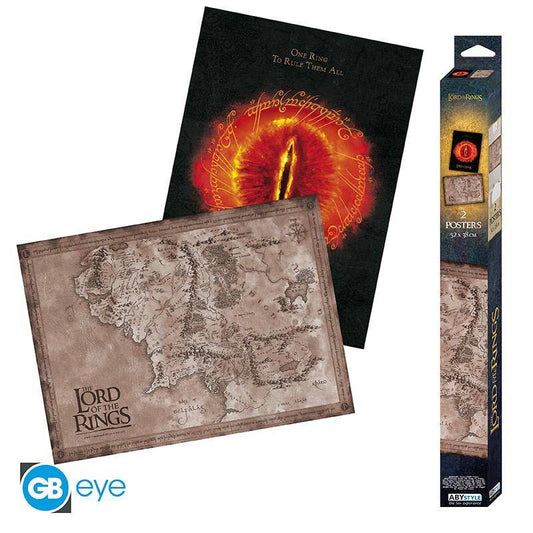 Der Herr der Ringe - Poster Doppelpack Sauron & Karte - 52 x 38 cm
