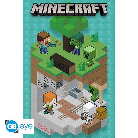 Minecraft - Poster In der Mine Diorama - 91,5 x 61 cm