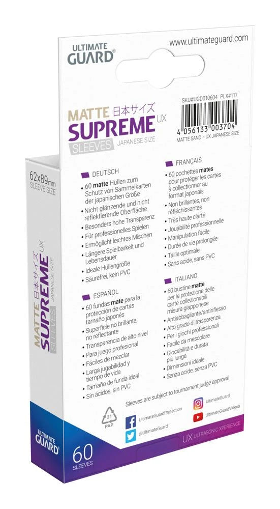 Ultimate Guard - Kartenhüllen Supreme UX Japanische Größe - Matt Sand (60)