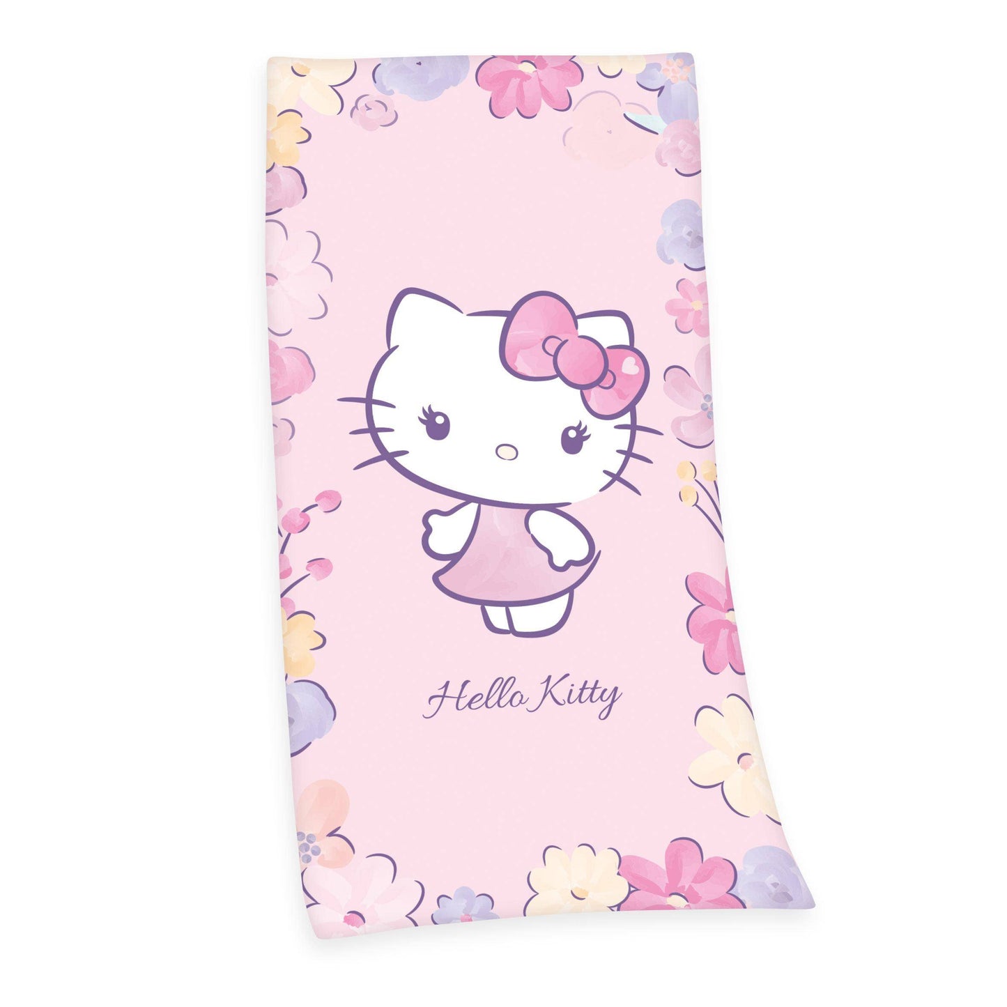 Hello Kitty - Velours Handtuch Blumen - 75 x 150 cm